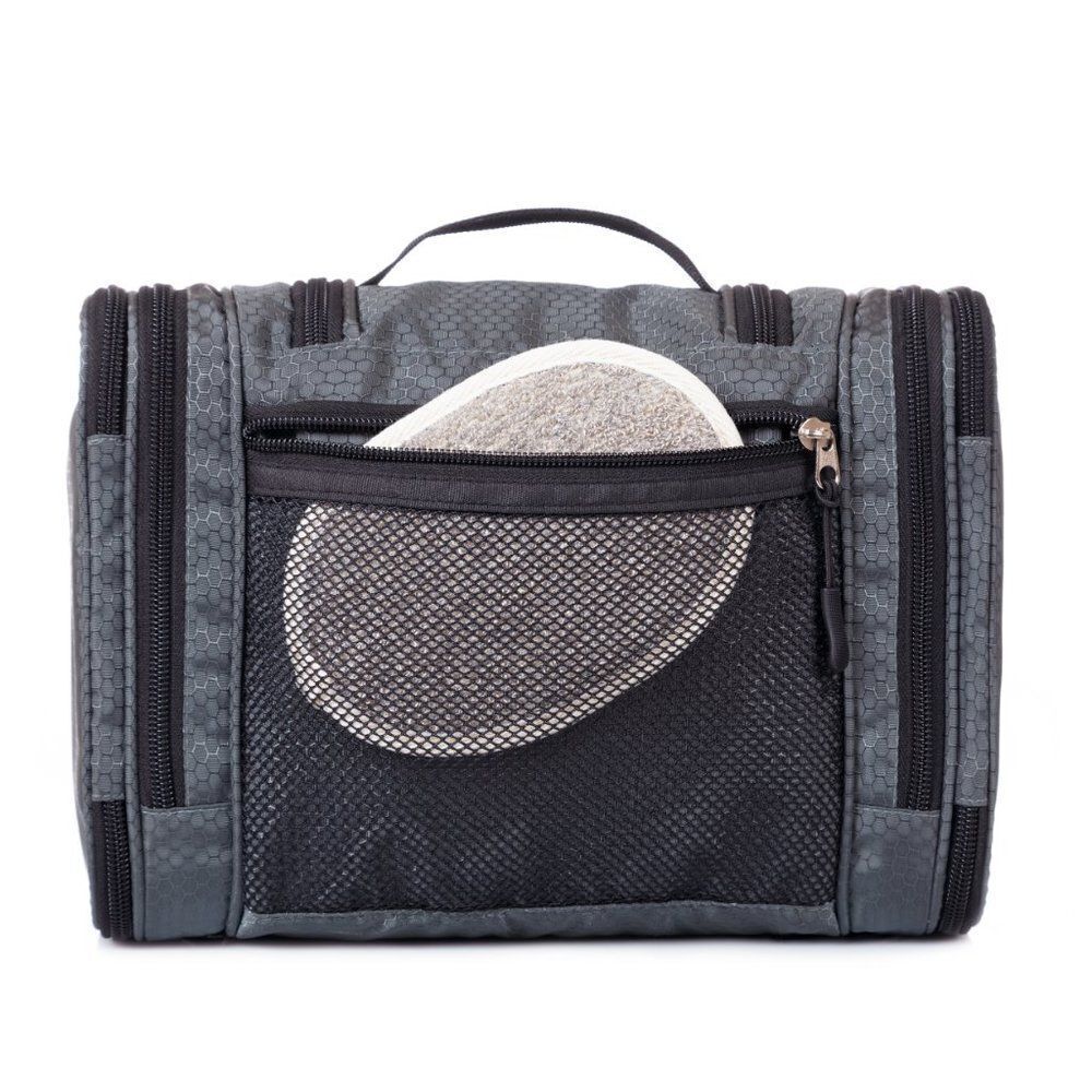 Borsali Gray Hanging Toiletry Bag Travel Organizer Mirror NWT - Picture 6 of 13